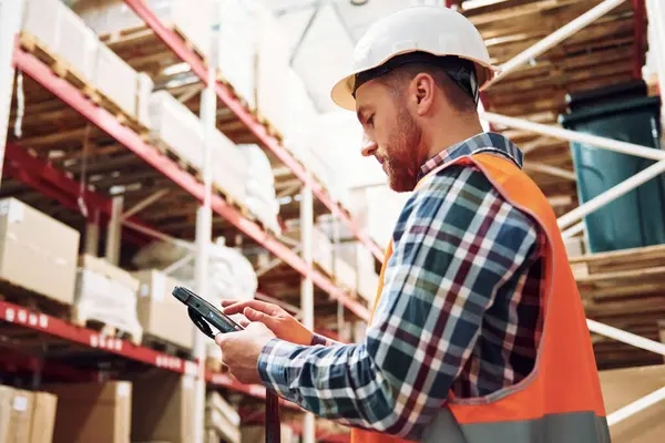 Trabajador utilizando equipo PDA