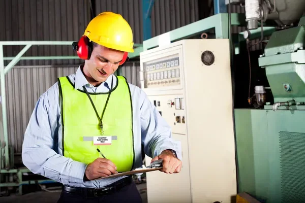 jefe de operaciones revisando los procesos de seguridad industrial dentro de las plantas