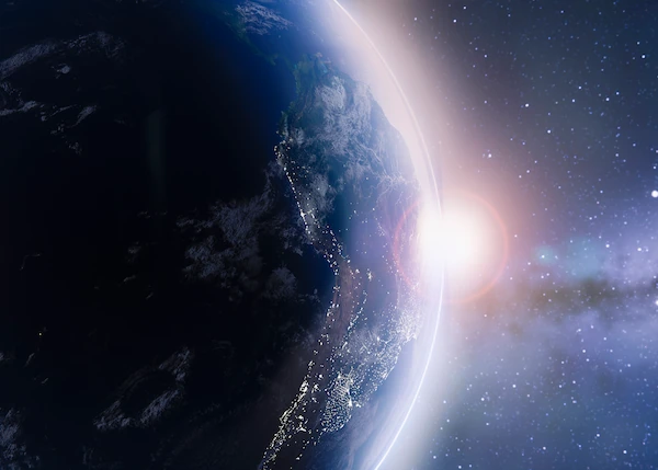 primer plano de la tierra apagado por la celebración de la hora del planeta