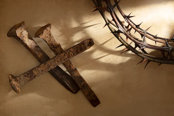 imagen conmemorativa del Viernes Santo, donde se muestran los clavos y la corona de espinas de Cristo