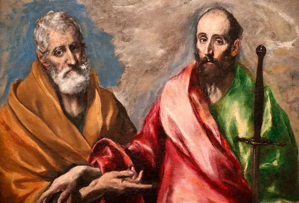 Los apóstoles San Pedro y San Pablo. Óleo sobre caneva. Detalle. Pintura de Domenikos Theotokopoulos llamada El Greco