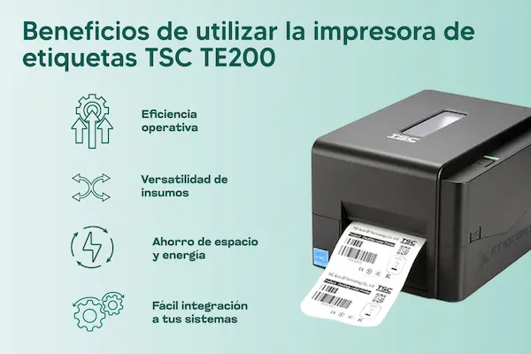 infografía sobre los Beneficios de utilizar la impresora de etiquetas TSC TE200